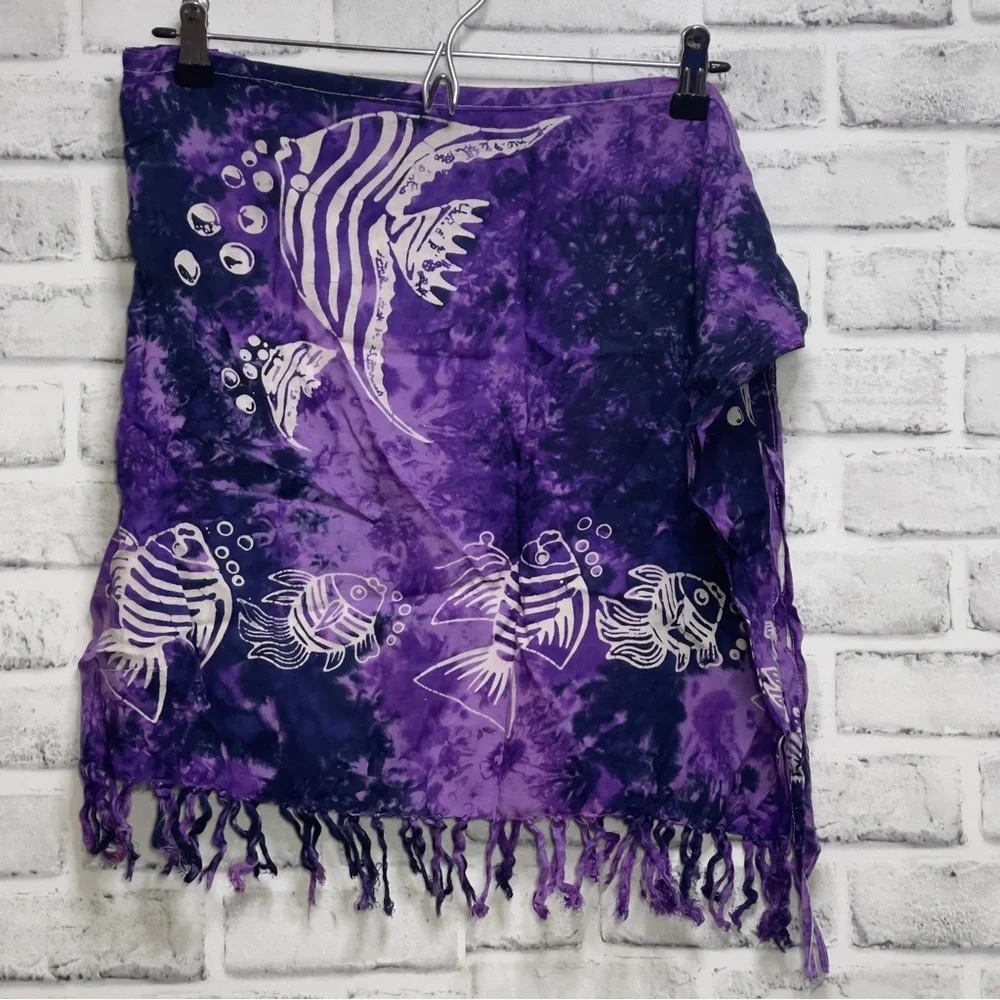 Sarong Purple Swimsuit Cover Up Side Tie Skirt OS